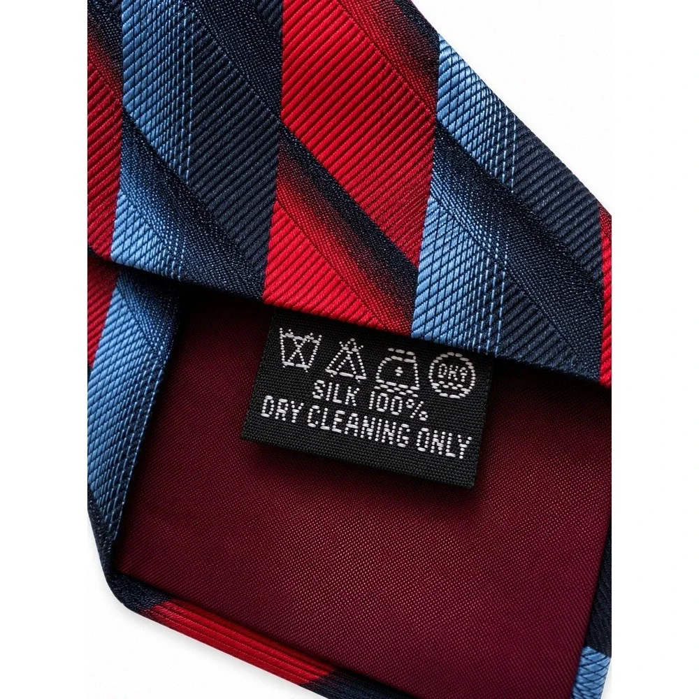 San Lorenzo 100% Silk Tie Red Navy Geometric Wide 4